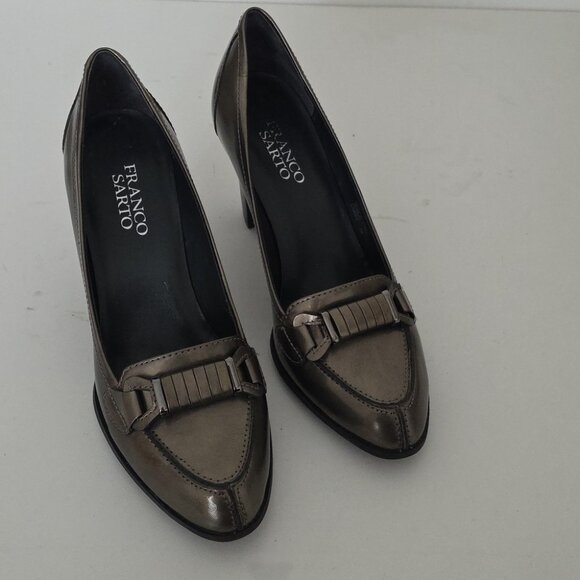 FRANCO SARTO | L-Gable Metallic Pumps Heels Gray Sz 7M - Picture 3 of 5